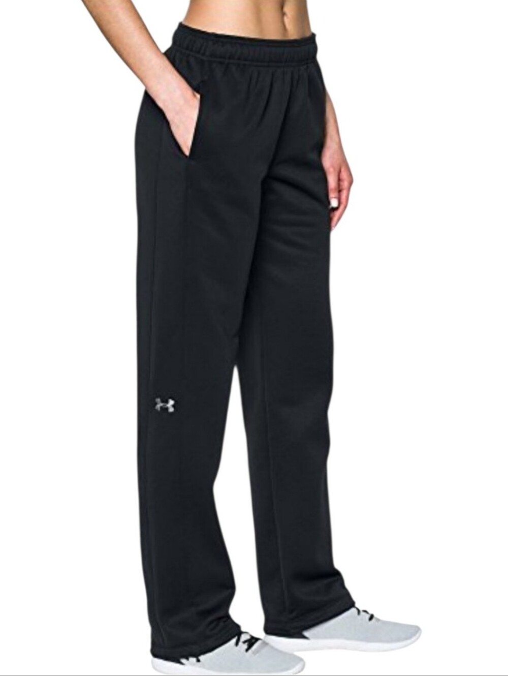 Under Armour Black Fleece Sweatpants Womens Small Straight Wide Leg Pants Sweats